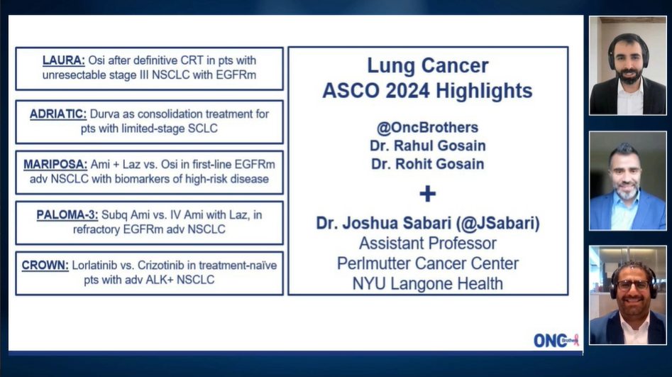 The Oncology Brothers with Joshua K. Sabari, MD, presenting slides