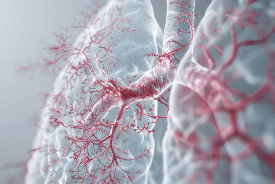 Photorealistic illustration of lungs with blood vessels