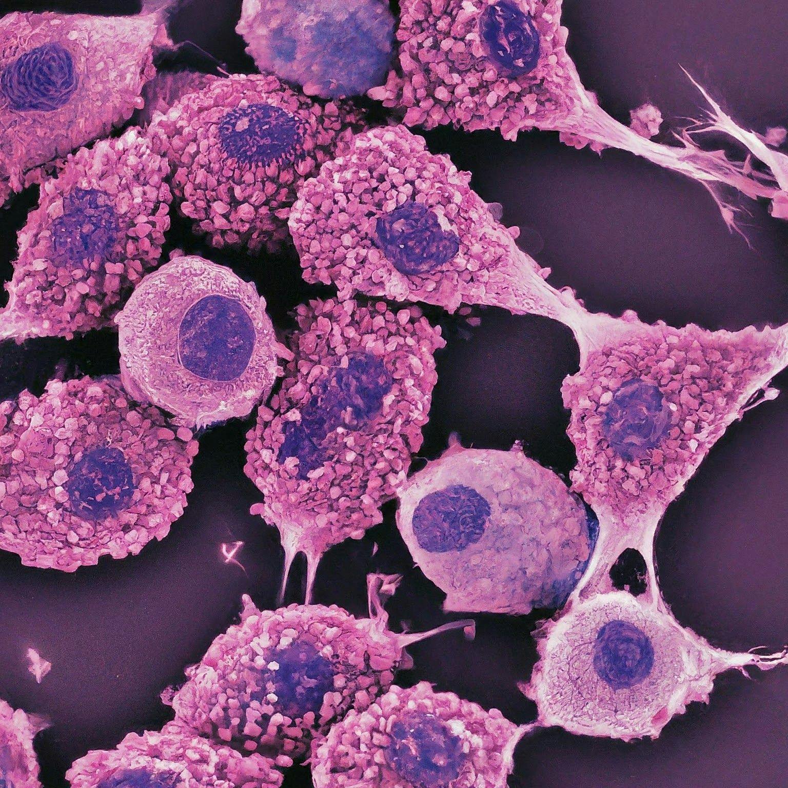 Microscopic image of breast cancer cells - Generated with Google Gemini AI